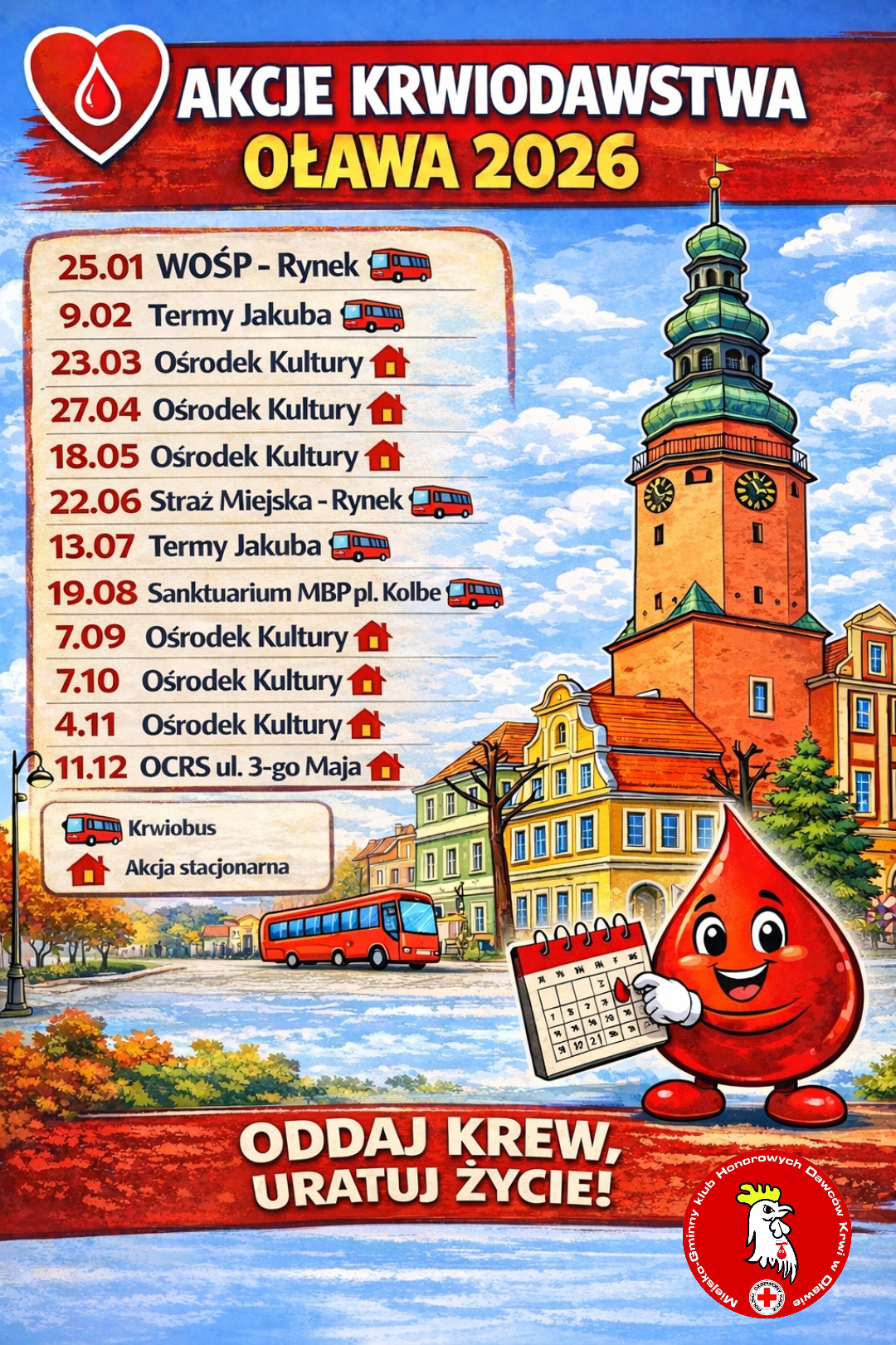 Akcje krwiodawstwa Oława 2026